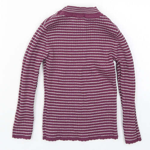 TU Girls Purple Striped Knit Pullover Jumper Size 5-6 Years