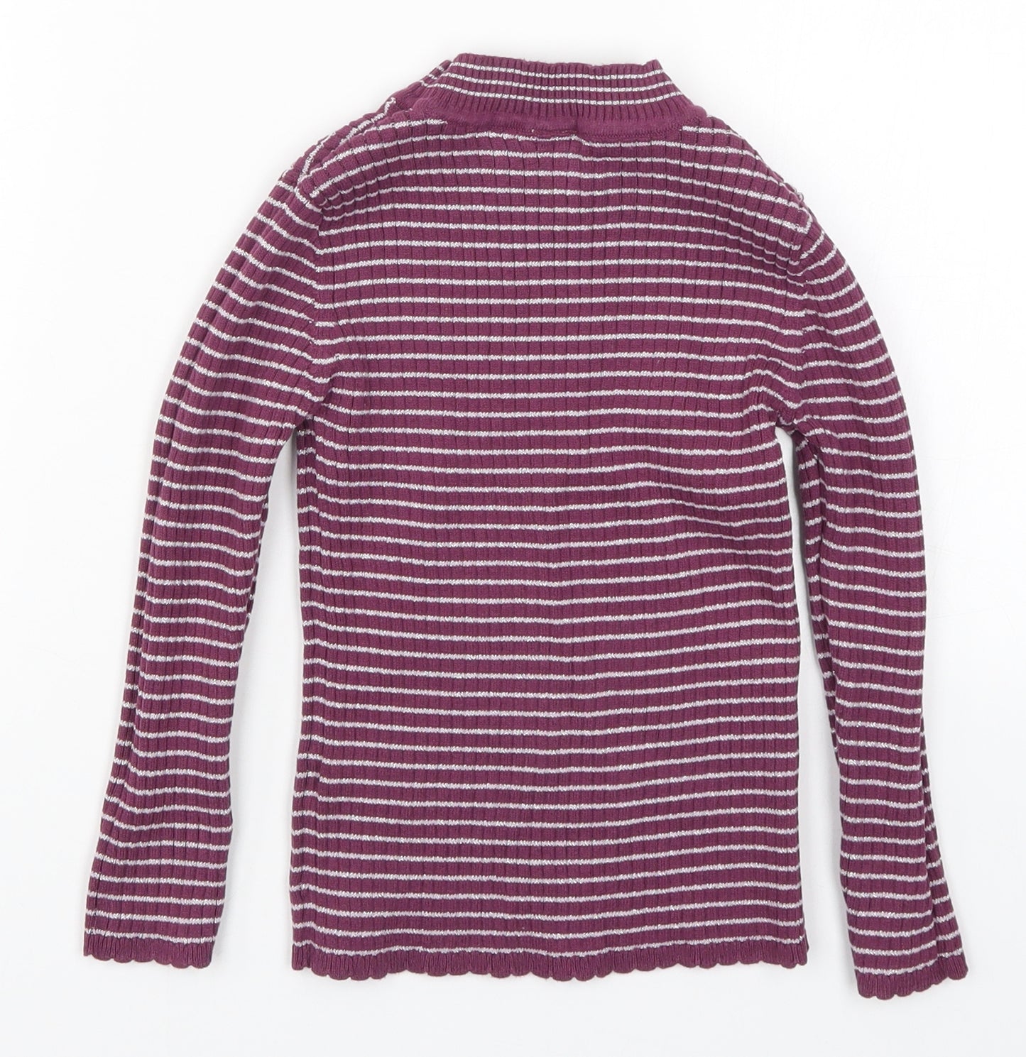 TU Girls Purple Striped Knit Pullover Jumper Size 5-6 Years