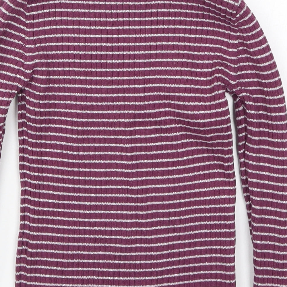 TU Girls Purple Striped Knit Pullover Jumper Size 5-6 Years