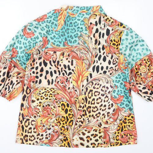 Chic Me Womens Multicoloured Animal Print  Basic Button-Up Size M