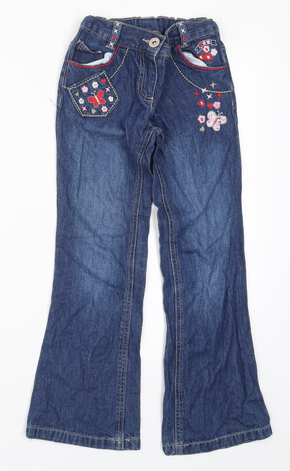 Cherokee Girls Blue  Denim Bootcut Jeans Size 8-9 Years - Butterflies