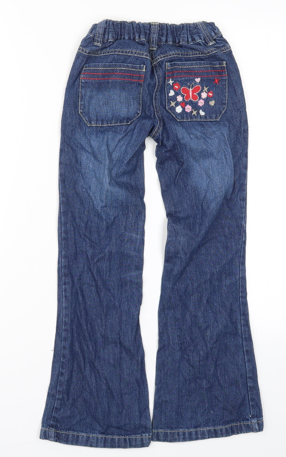 Cherokee Girls Blue  Denim Bootcut Jeans Size 8-9 Years - Butterflies