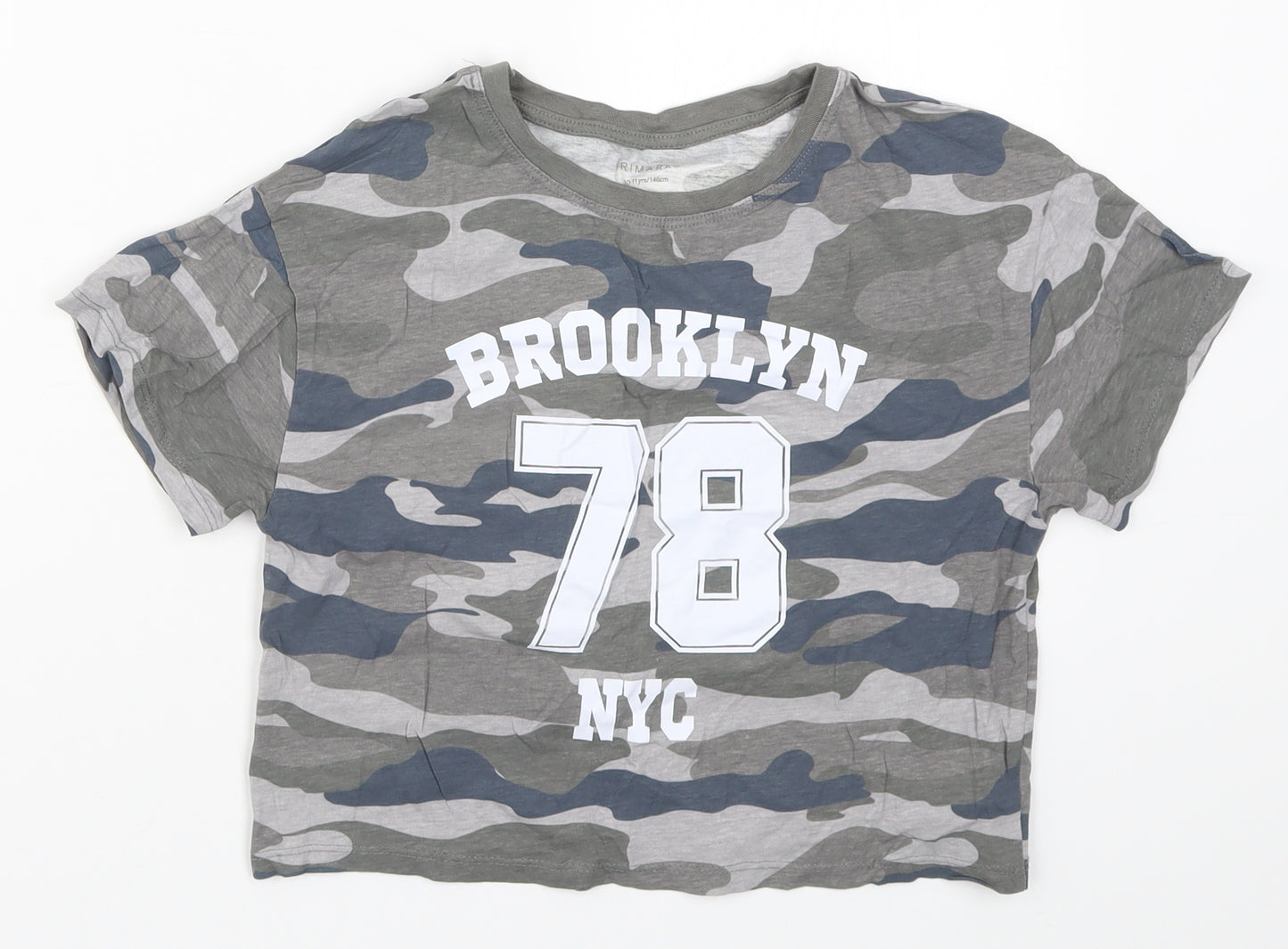 Primark Girls Grey Camouflage  Basic T-Shirt Size 10-11 Years  - Brooklyn NYC