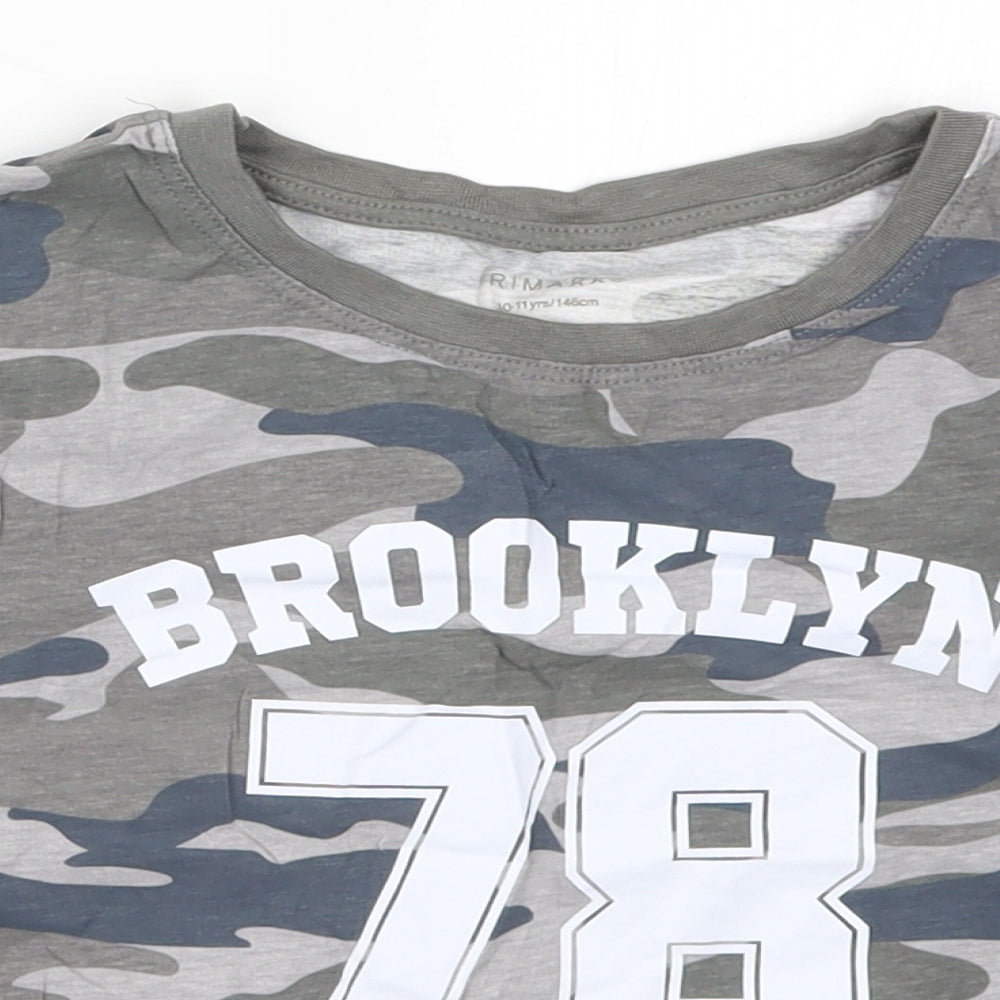 Primark Girls Grey Camouflage  Basic T-Shirt Size 10-11 Years  - Brooklyn NYC
