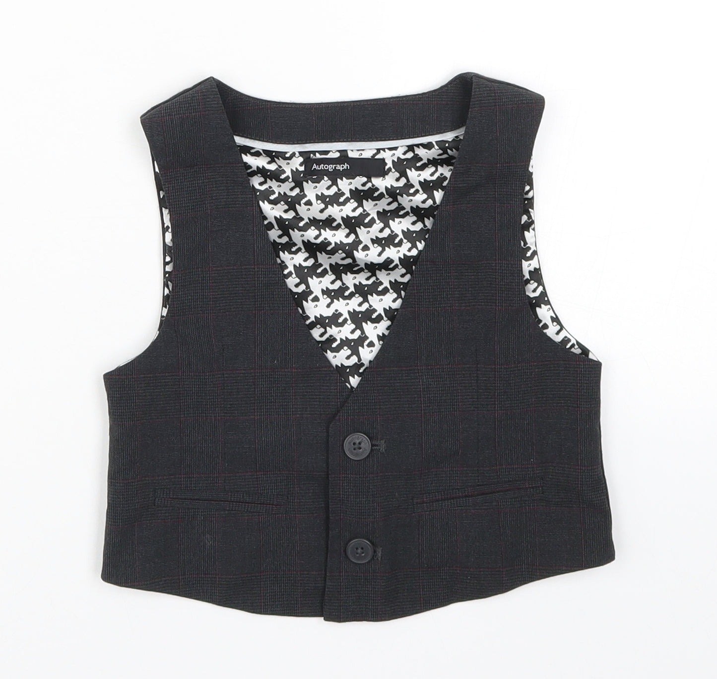 Marks and Spencer Boys Grey Check  Jacket Waistcoat Size 2-3 Years
