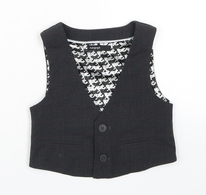 Marks and Spencer Boys Grey Check  Jacket Waistcoat Size 2-3 Years
