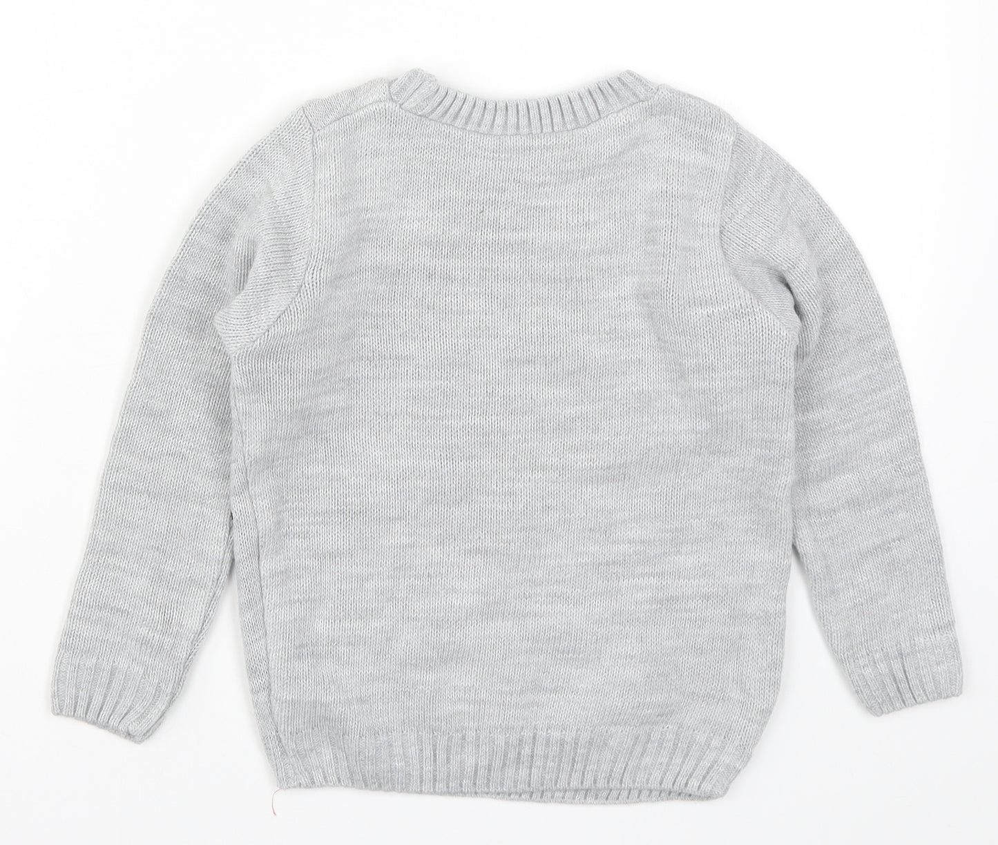 Preworn Boys Grey  Knit Pullover Jumper Size 5-6 Years  - Snowman Mr Cool