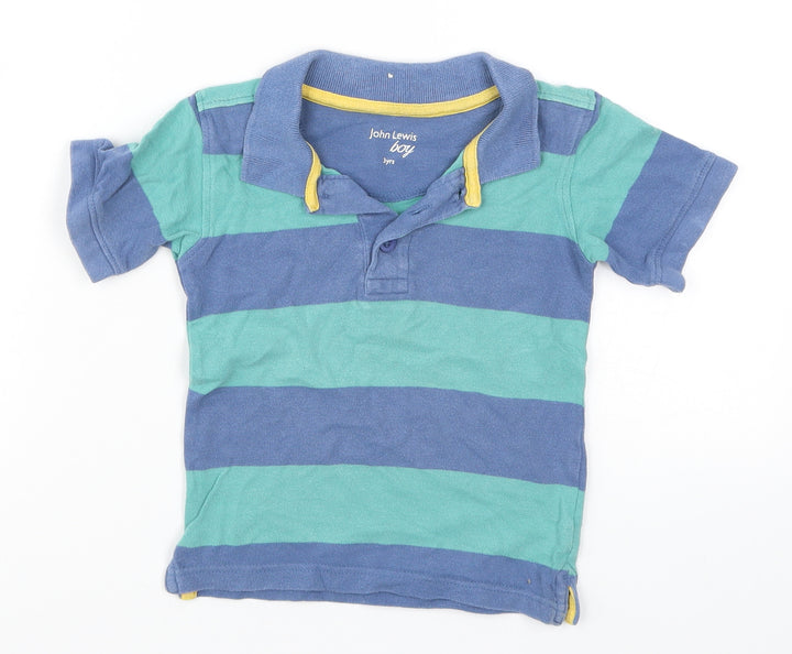 John Lewis Boys Blue Striped  Basic Polo Size 3 Years