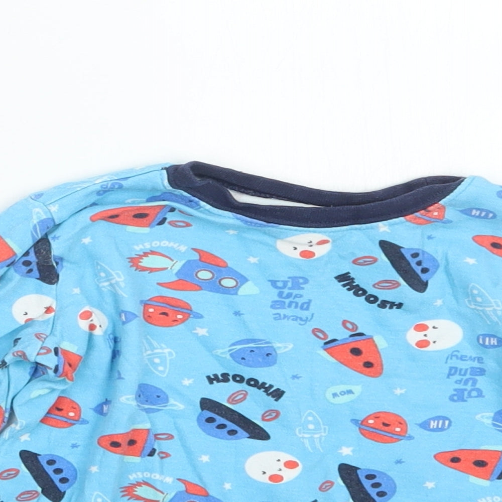 George Boys Blue Geometric  Babydoll Pyjama Set Size 18-24 Months