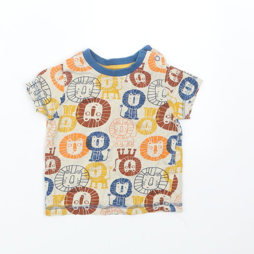 Nutmeg Boys Beige Geometric  Basic T-Shirt Size 9-12 Months