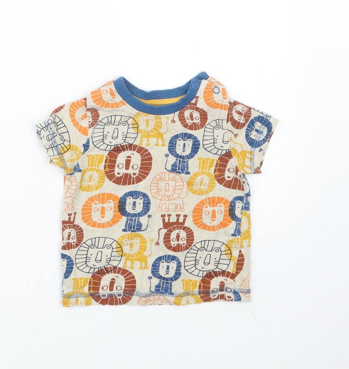 Nutmeg Boys Beige Geometric  Basic T-Shirt Size 9-12 Months