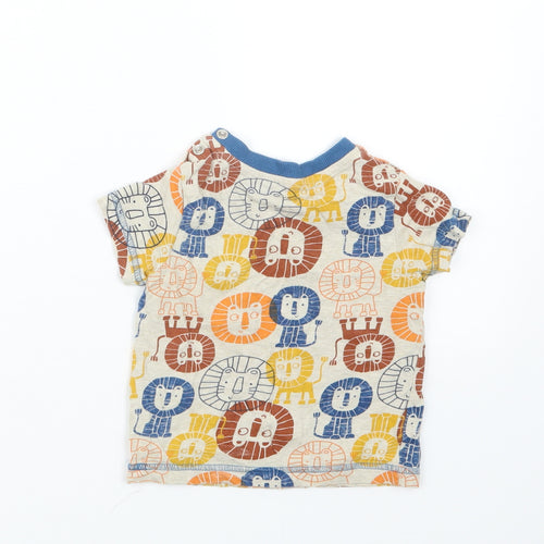 Nutmeg Boys Beige Geometric  Basic T-Shirt Size 9-12 Months