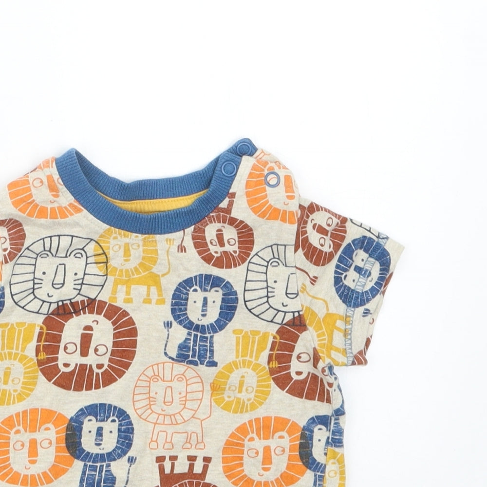 Nutmeg Boys Beige Geometric  Basic T-Shirt Size 9-12 Months