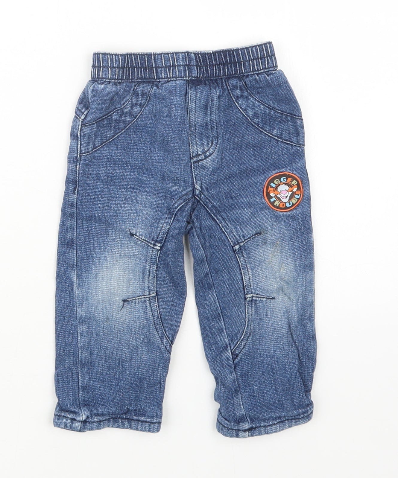 George Boys Blue  Denim Cargo Jeans Size 9-12 Months  - Tigger