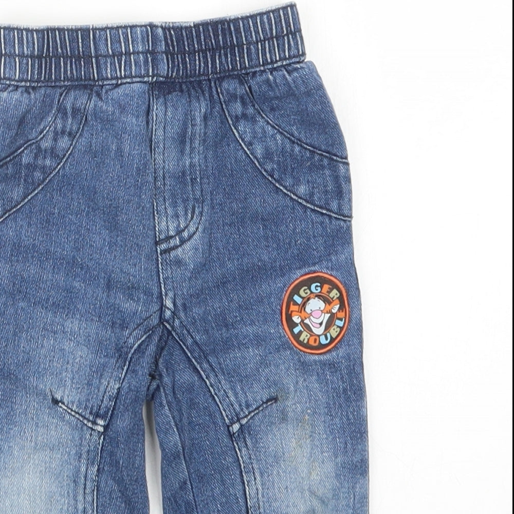 George Boys Blue  Denim Cargo Jeans Size 9-12 Months  - Tigger