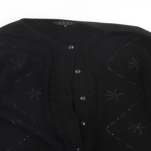 Lexy Womens Black  Knit Cardigan Jumper Size XL