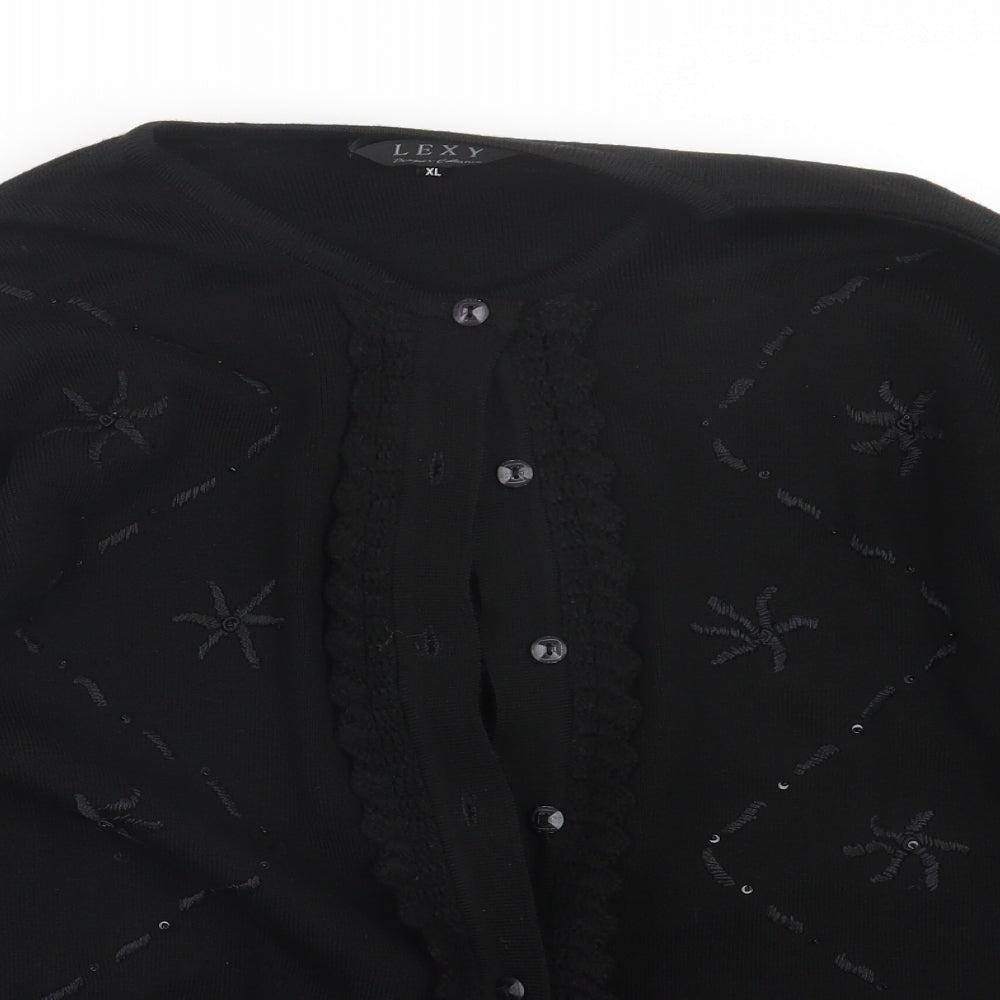 Lexy Womens Black  Knit Cardigan Jumper Size XL