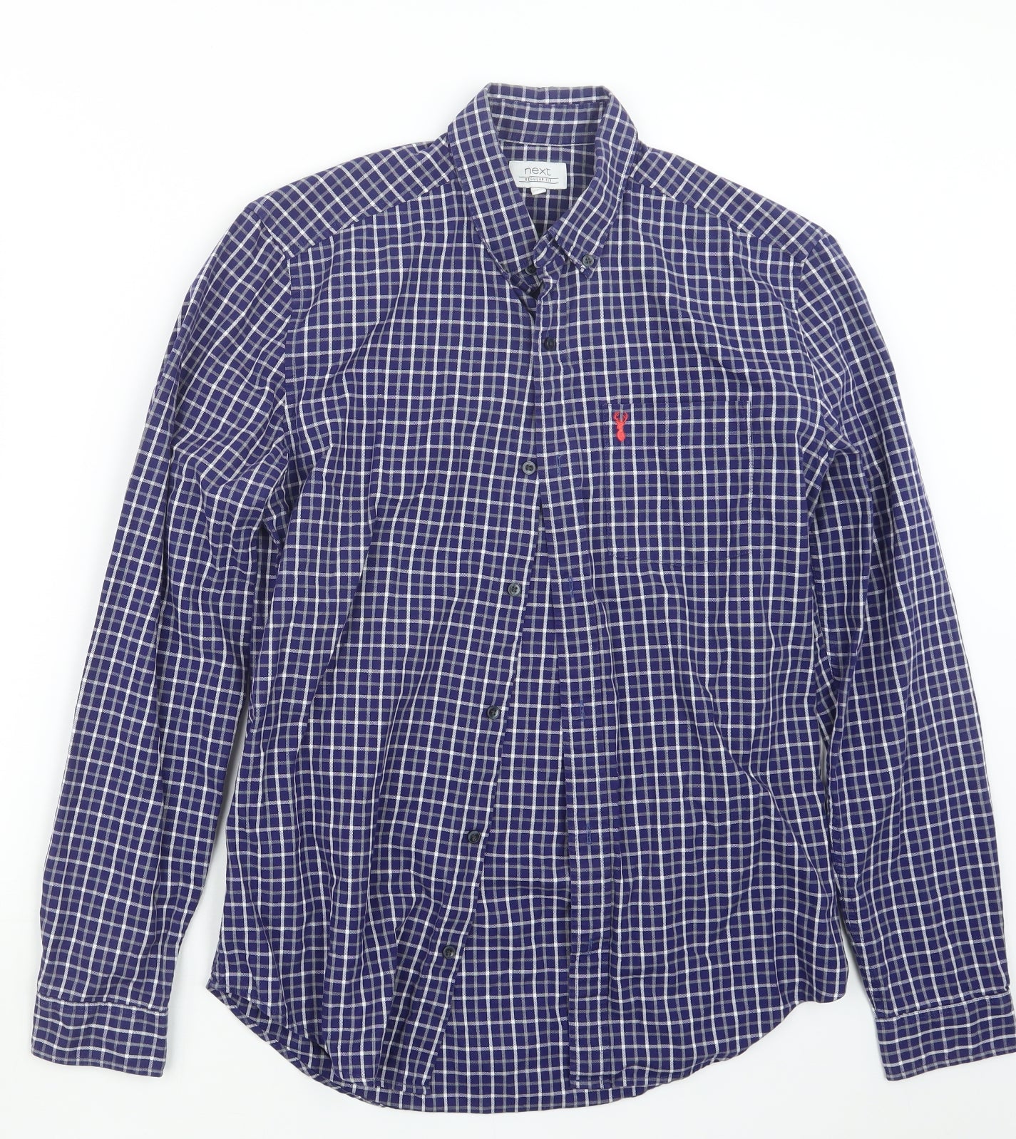 NEXT Mens Blue Check   Button-Up Size S