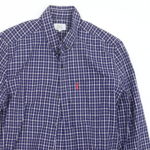 NEXT Mens Blue Check   Button-Up Size S