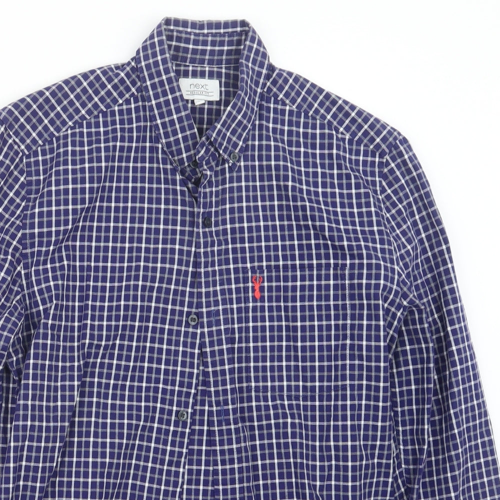 NEXT Mens Blue Check   Button-Up Size S