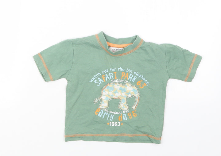 Earlydays Boys Green Basic T-Shirt Size 12-18 Months