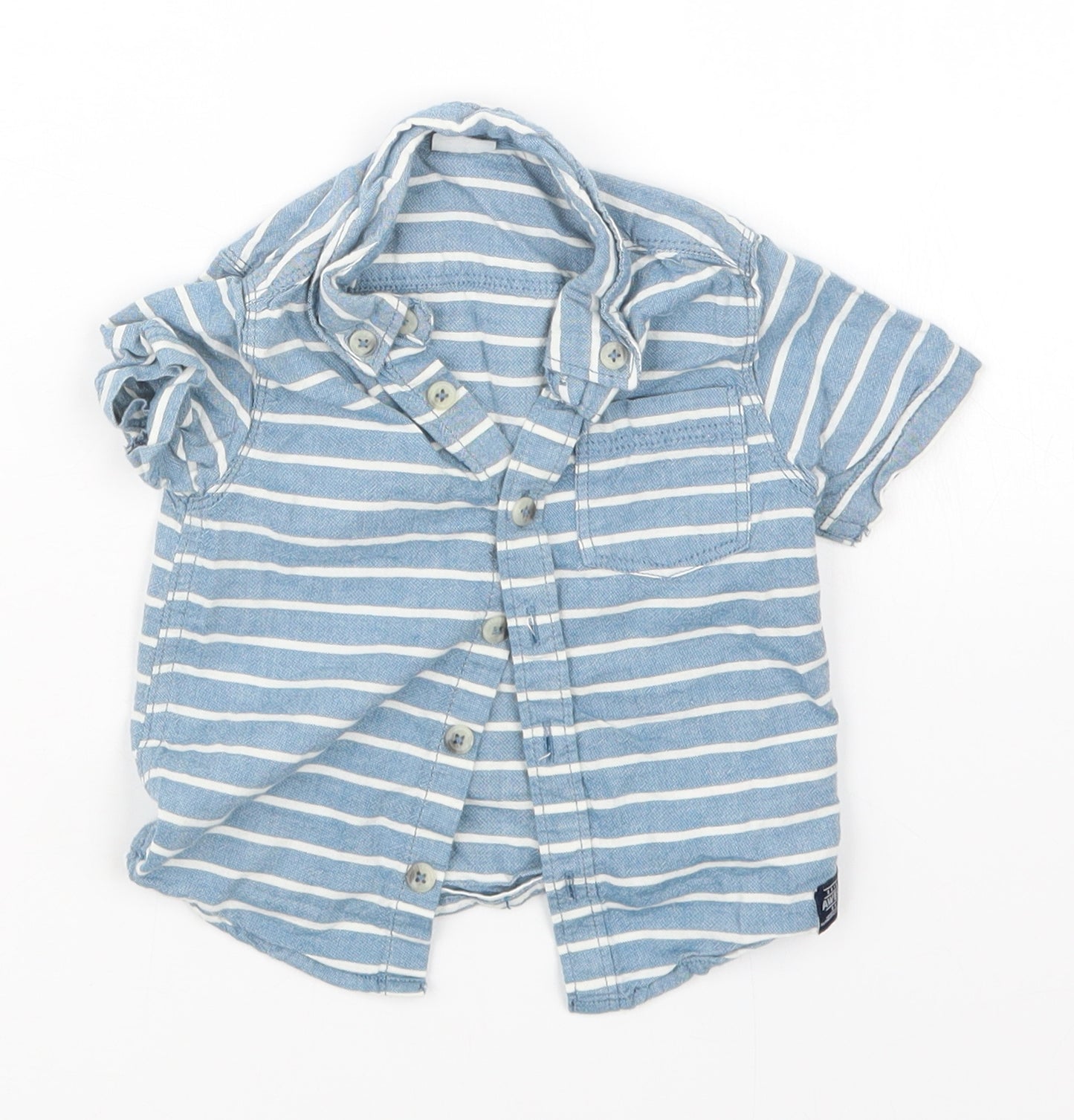 F&F Boys Blue Striped  Basic Button-Up Size 12-18 Months