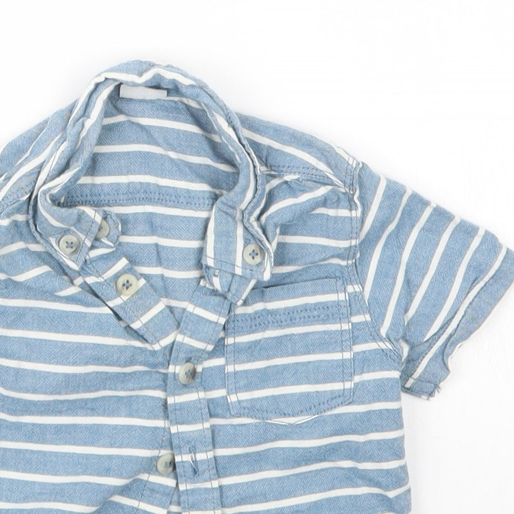 F&F Boys Blue Striped  Basic Button-Up Size 12-18 Months