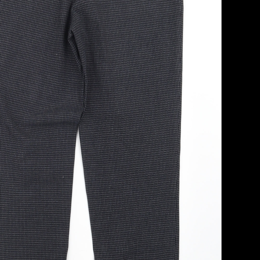 Marks and Spencer Womens Blue Check  Trousers  Size 16 L28 in