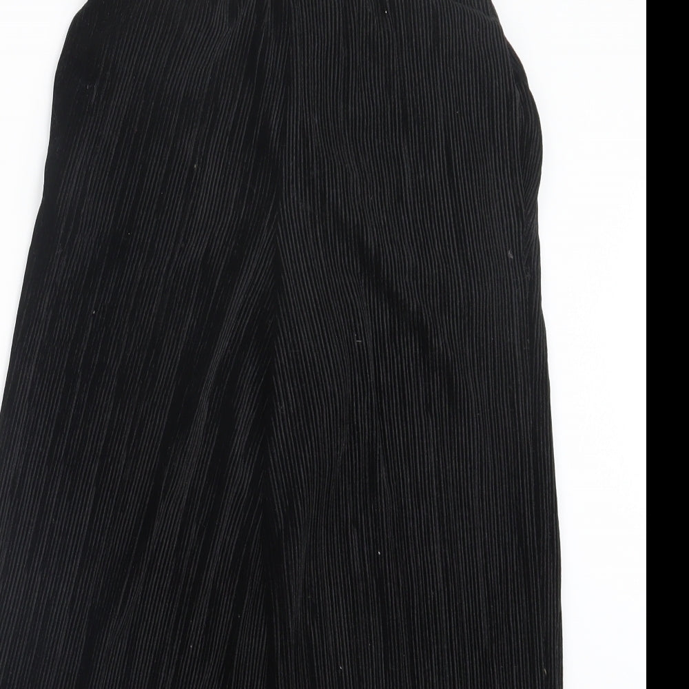 Topshop Womens Black  Velvet Trousers  Size 6 L22 in