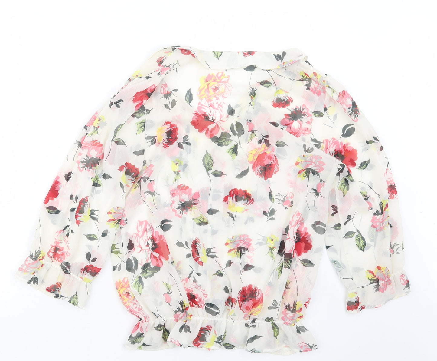 NEXT Womens White Floral  Basic Blouse Size 12