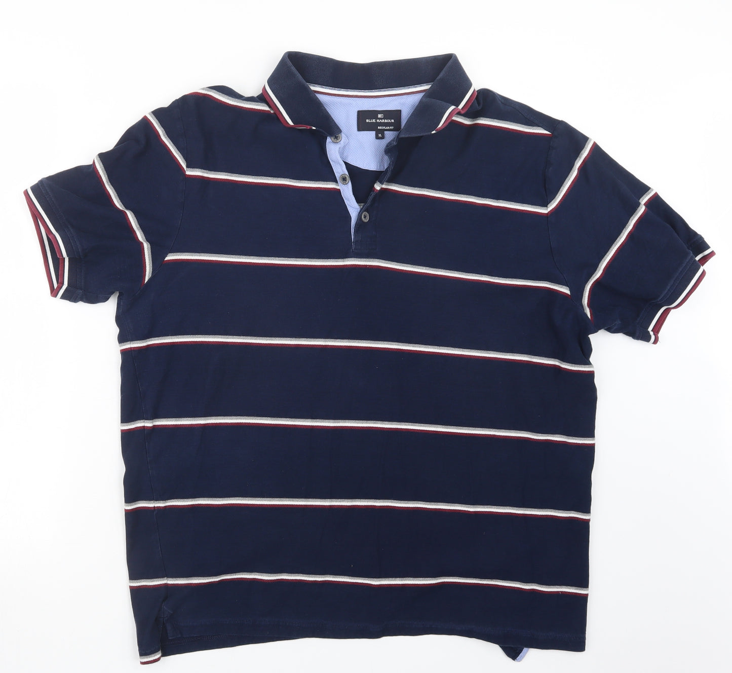 Blue Harbour Mens Blue Striped   Polo Size XL