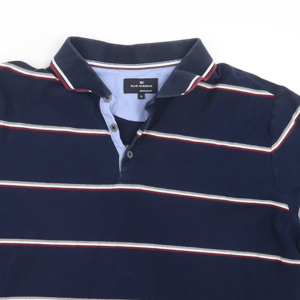 Blue Harbour Mens Blue Striped   Polo Size XL