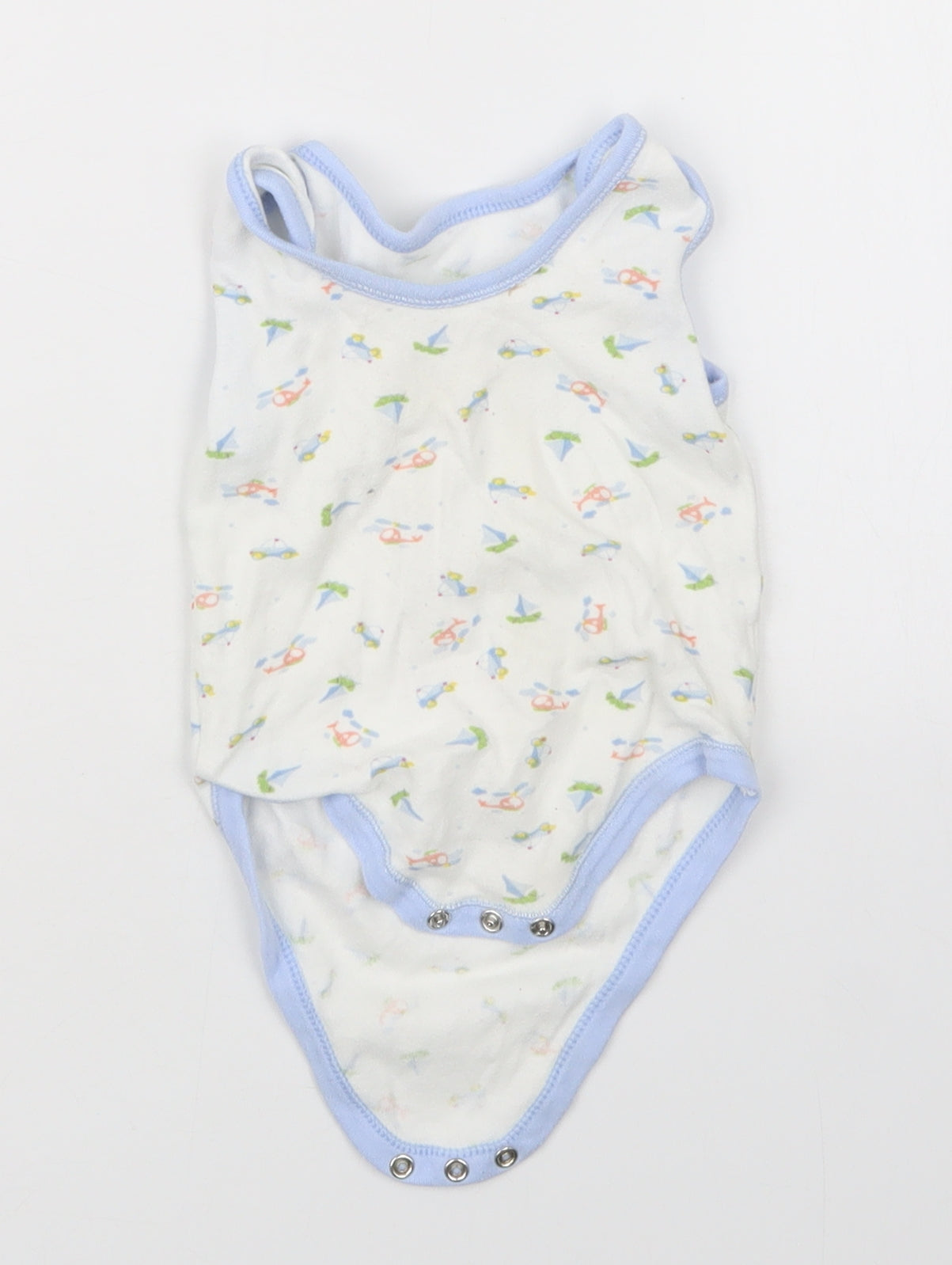 Nursery Time Boys Blue Geometric  Babygrow One-Piece Size 6-9 Months
