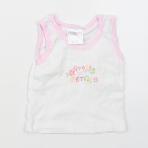 Just too Cute Girls White   Basic T-Shirt Size 0-3 Months