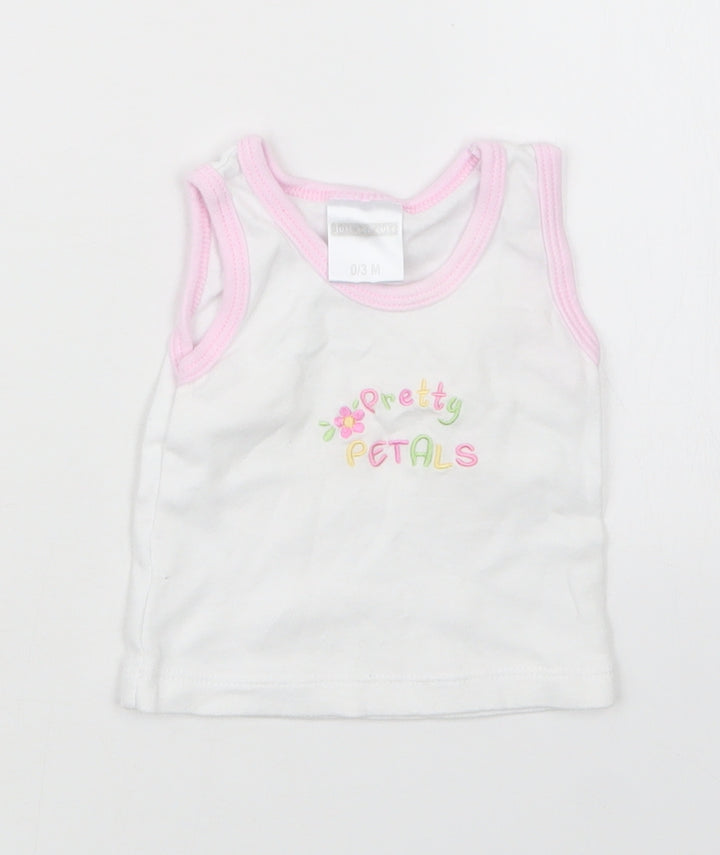 Just too Cute Girls White Basic T-Shirt Size 0-3 Months