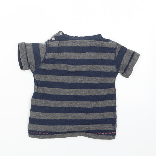Earlydays Boys Blue Striped  Basic T-Shirt Size 9-12 Months