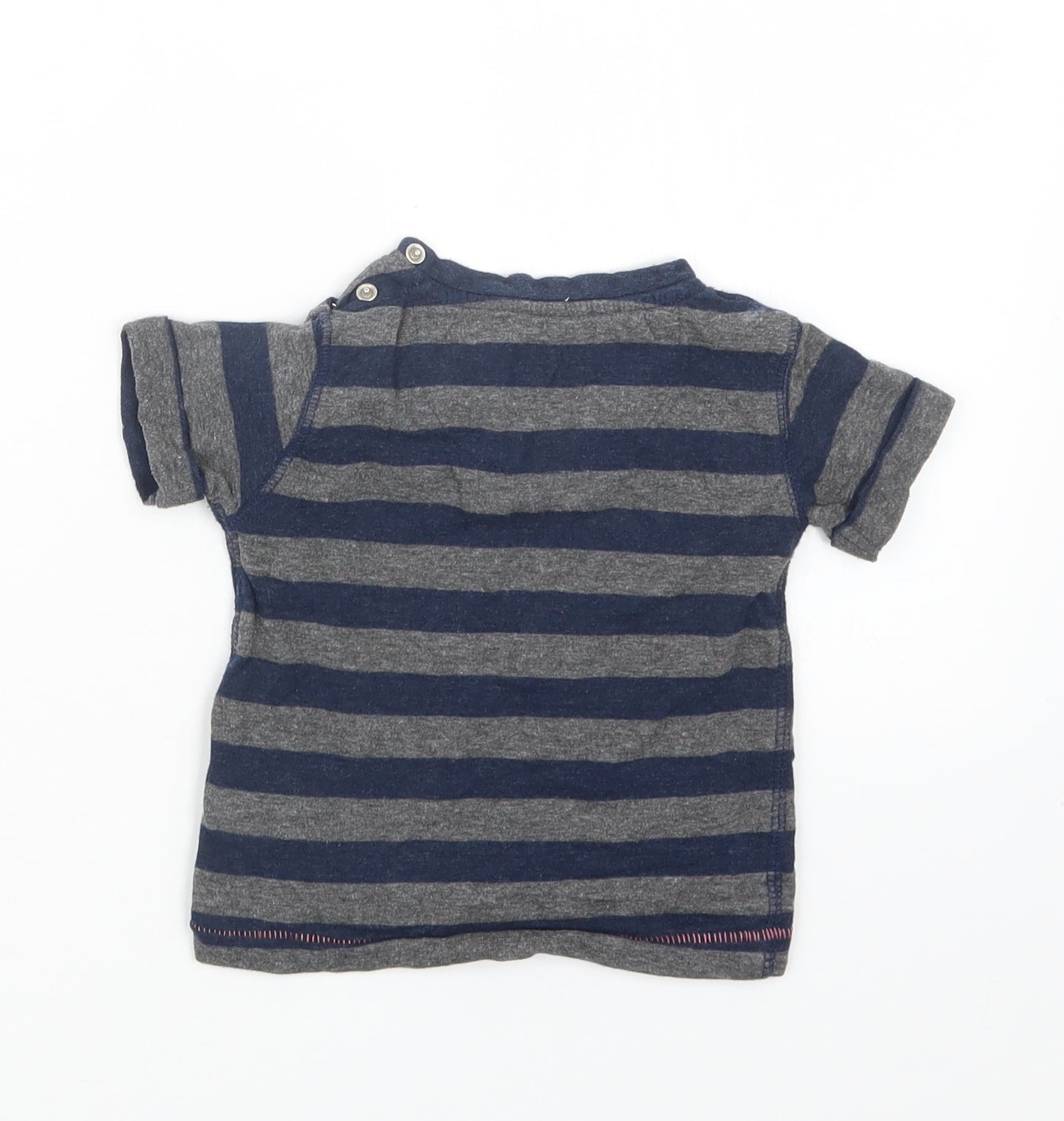 Earlydays Boys Blue Striped  Basic T-Shirt Size 9-12 Months