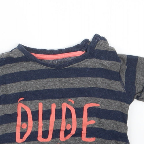 Earlydays Boys Blue Striped  Basic T-Shirt Size 9-12 Months