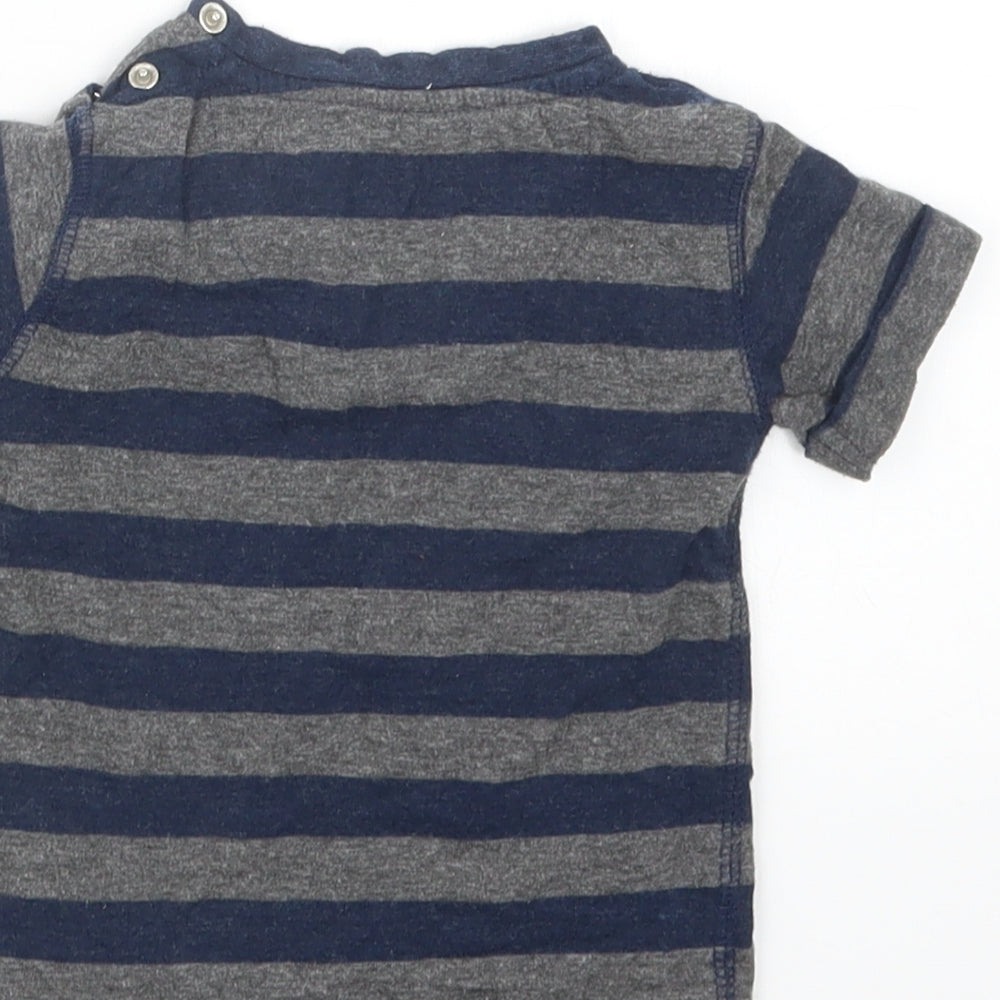 Earlydays Boys Blue Striped  Basic T-Shirt Size 9-12 Months
