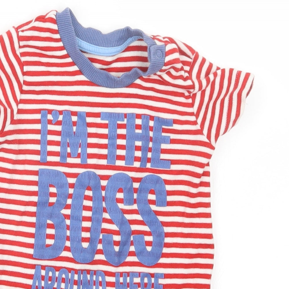 George Boys Red Striped  Coverall Outfit/Set Size 9-12 Months