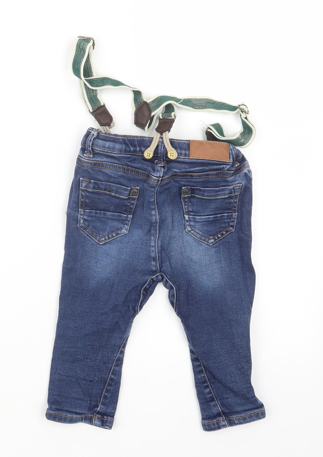 Zara Boys Blue  Denim Cargo Jeans Size 9-12 Months