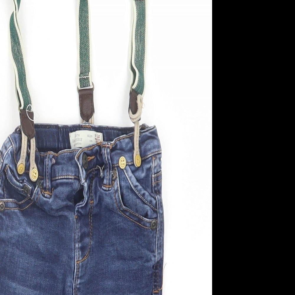Zara Boys Blue  Denim Cargo Jeans Size 9-12 Months
