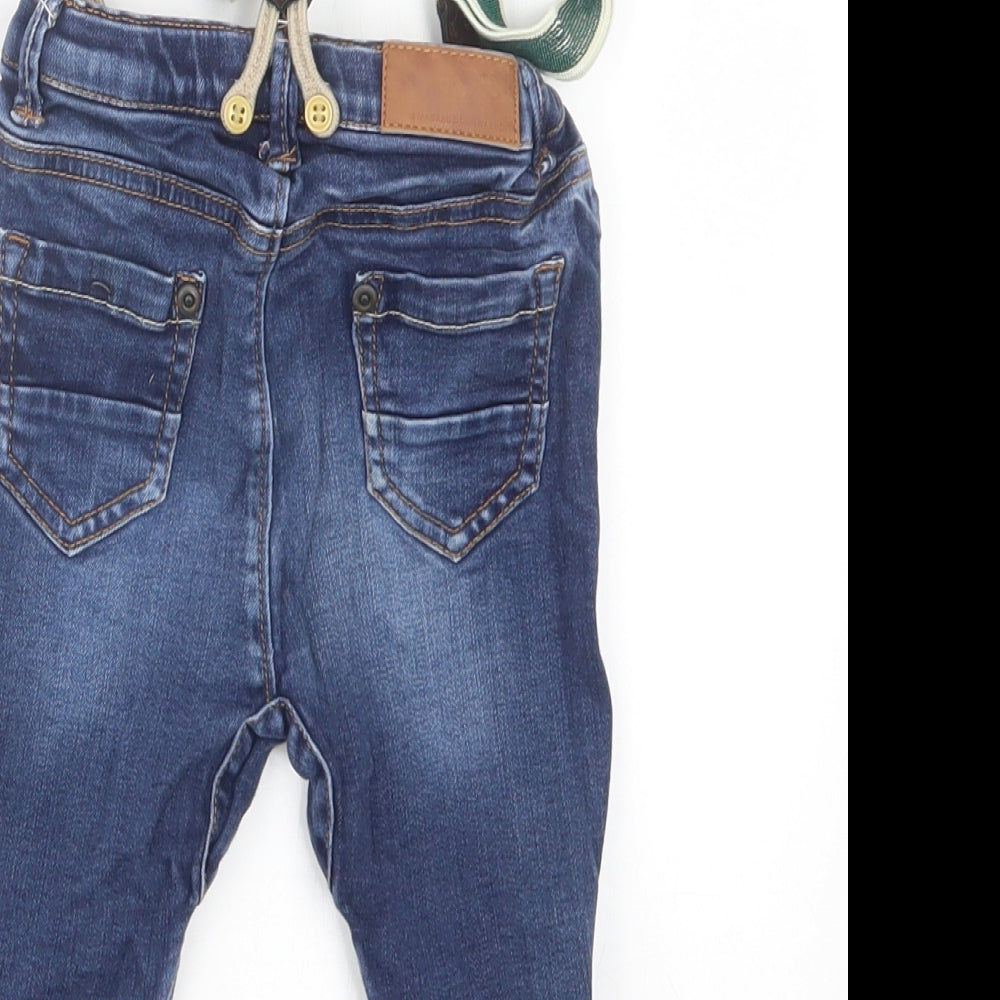Zara Boys Blue  Denim Cargo Jeans Size 9-12 Months