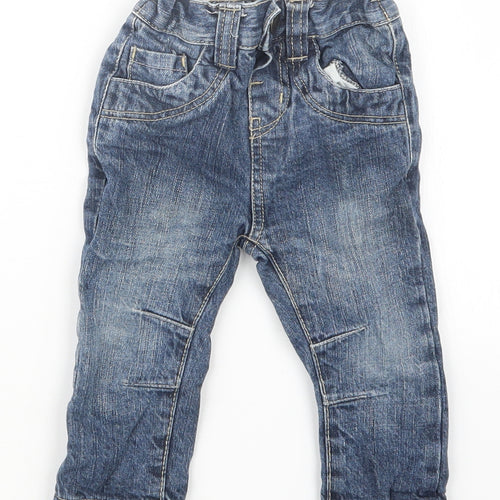 Rebel Boys Blue  Denim Cargo Jeans Size 9-12 Months
