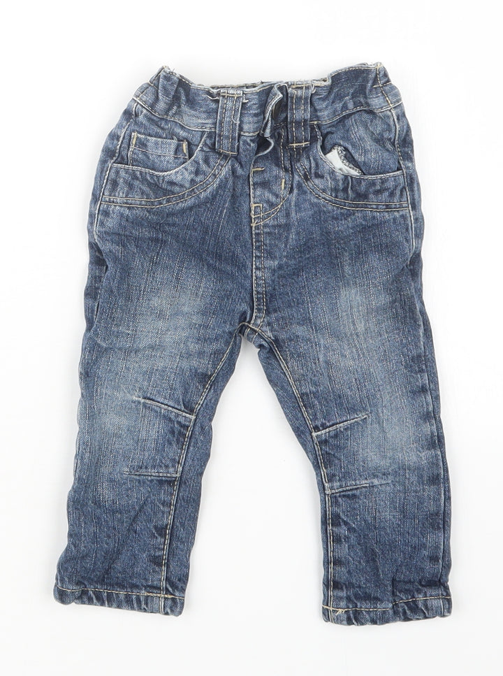 Rebel Boys Blue Denim Cargo Jeans Size 9-12 Months
