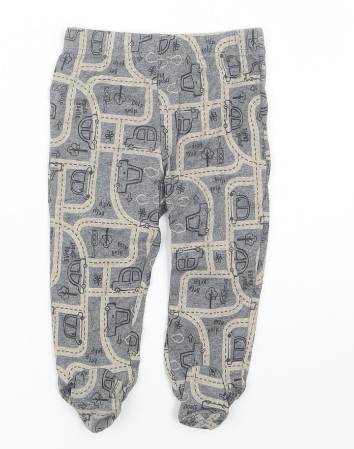 TU Boys Grey Geometric Capri Trousers Size 6-9 Months