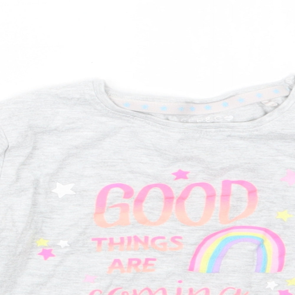 Jeff&Co Girls Grey   Basic T-Shirt Size 4-5 Years