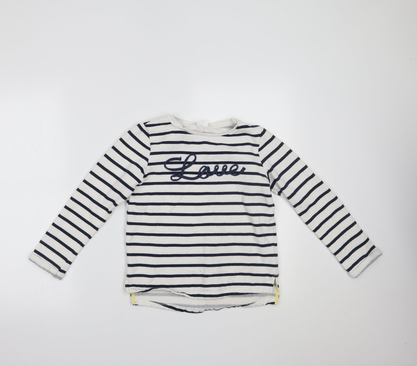 F&F Girls White Striped  Pullover Jumper Size 9-10 Years