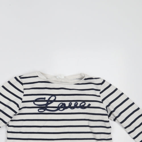 F&F Girls White Striped  Pullover Jumper Size 9-10 Years