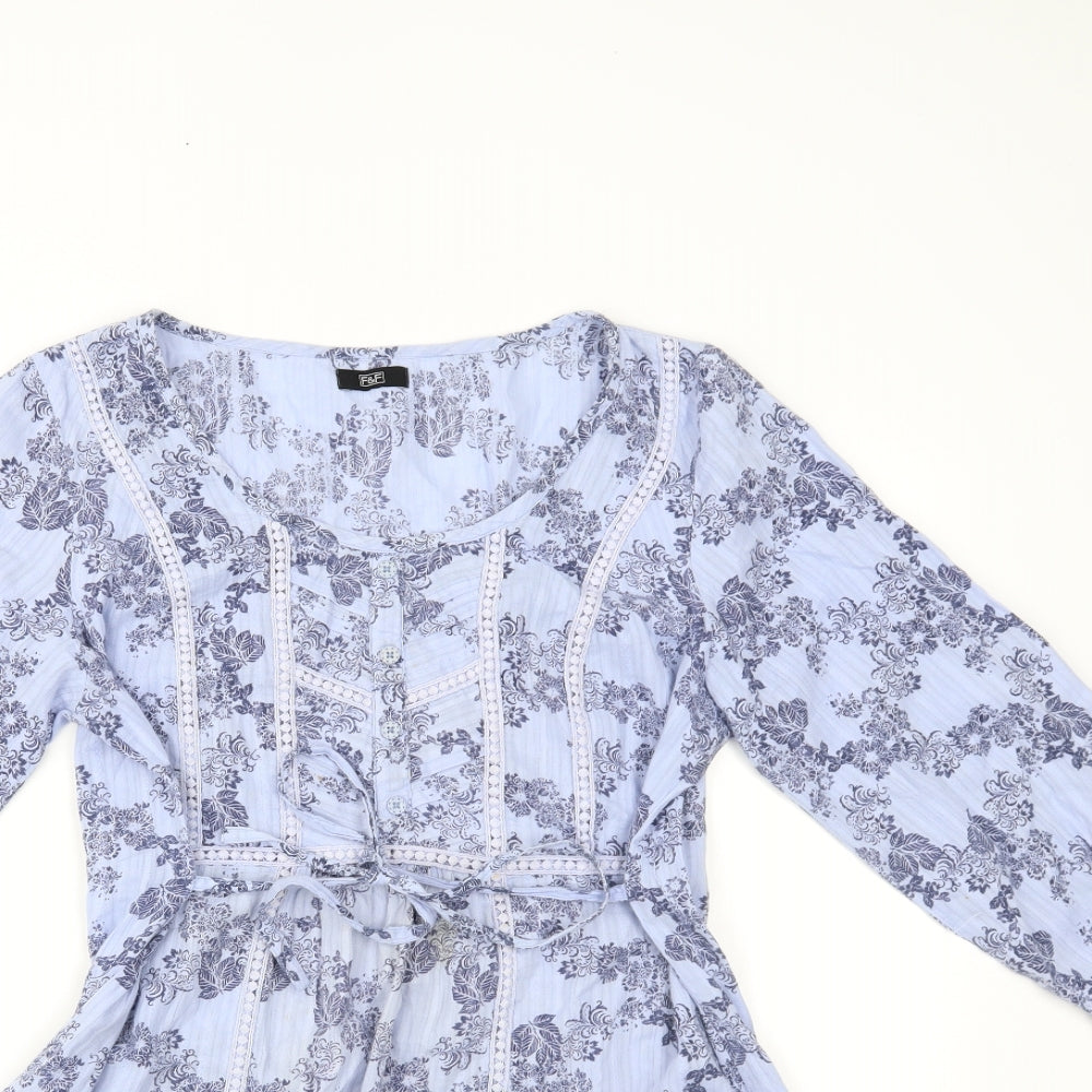 F&F Womens Black Floral  Basic Blouse Size 14